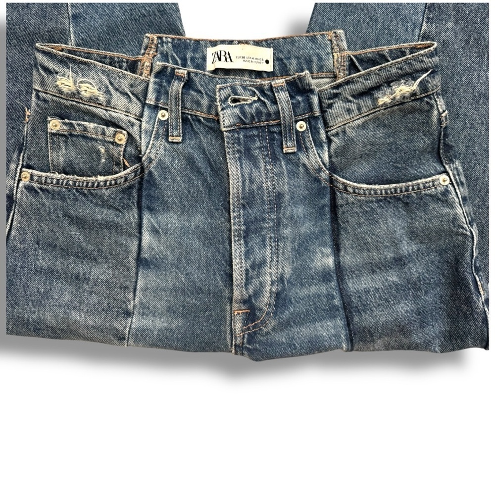 🔹 ZARA High Rise Straight Leg Jeans – Size 4 - Picture 4 of 9